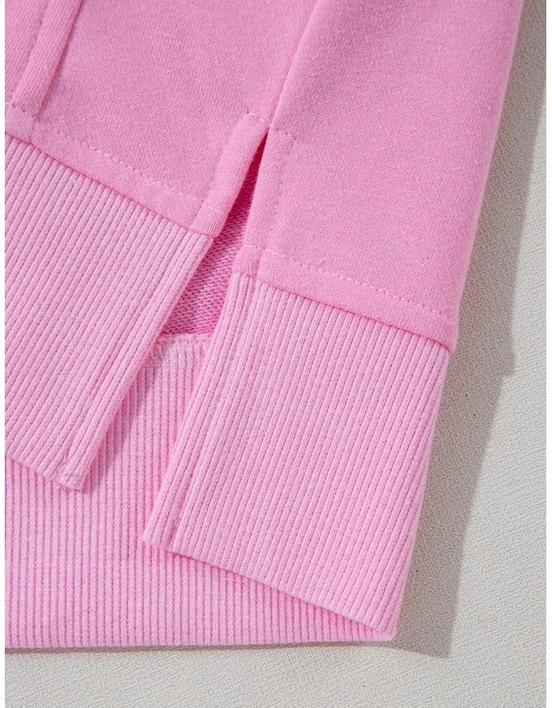 Bonbon Half Zipper Kangaroo Pocket Short Sleeve Hoodie