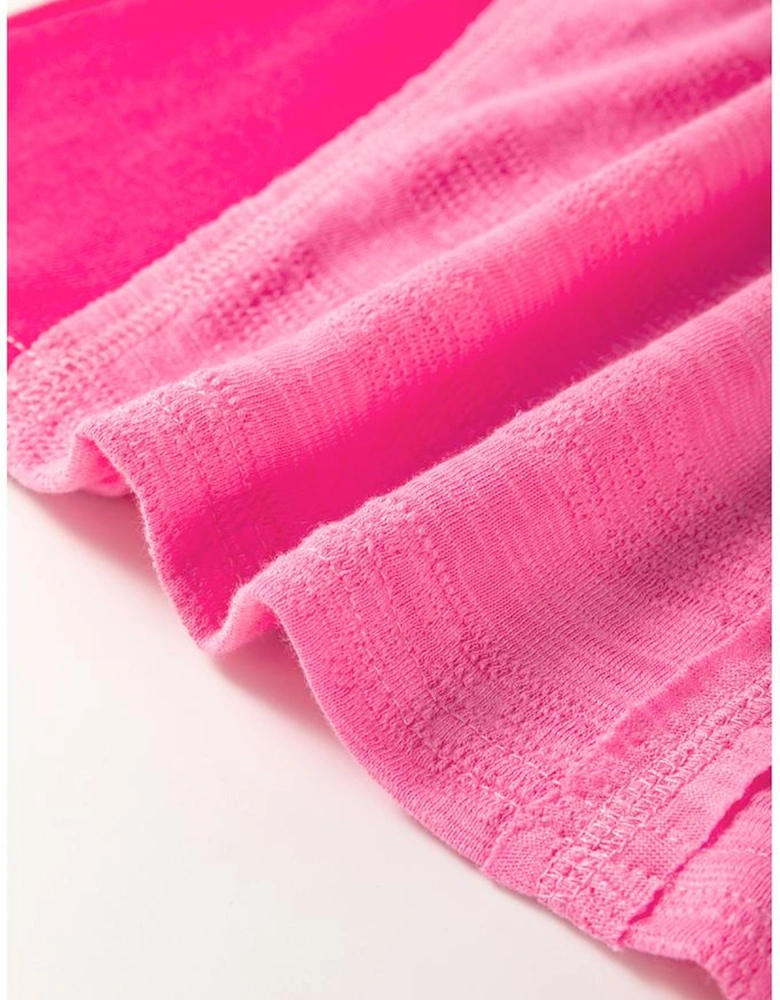 Sachet Pink Contrast Patchwork 3/4 Sleeve V Neck Loose Blouse