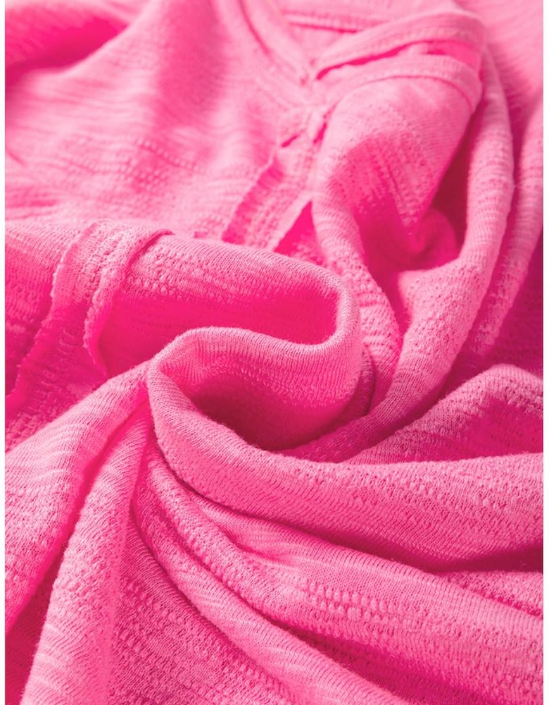 Sachet Pink Contrast Patchwork 3/4 Sleeve V Neck Loose Blouse