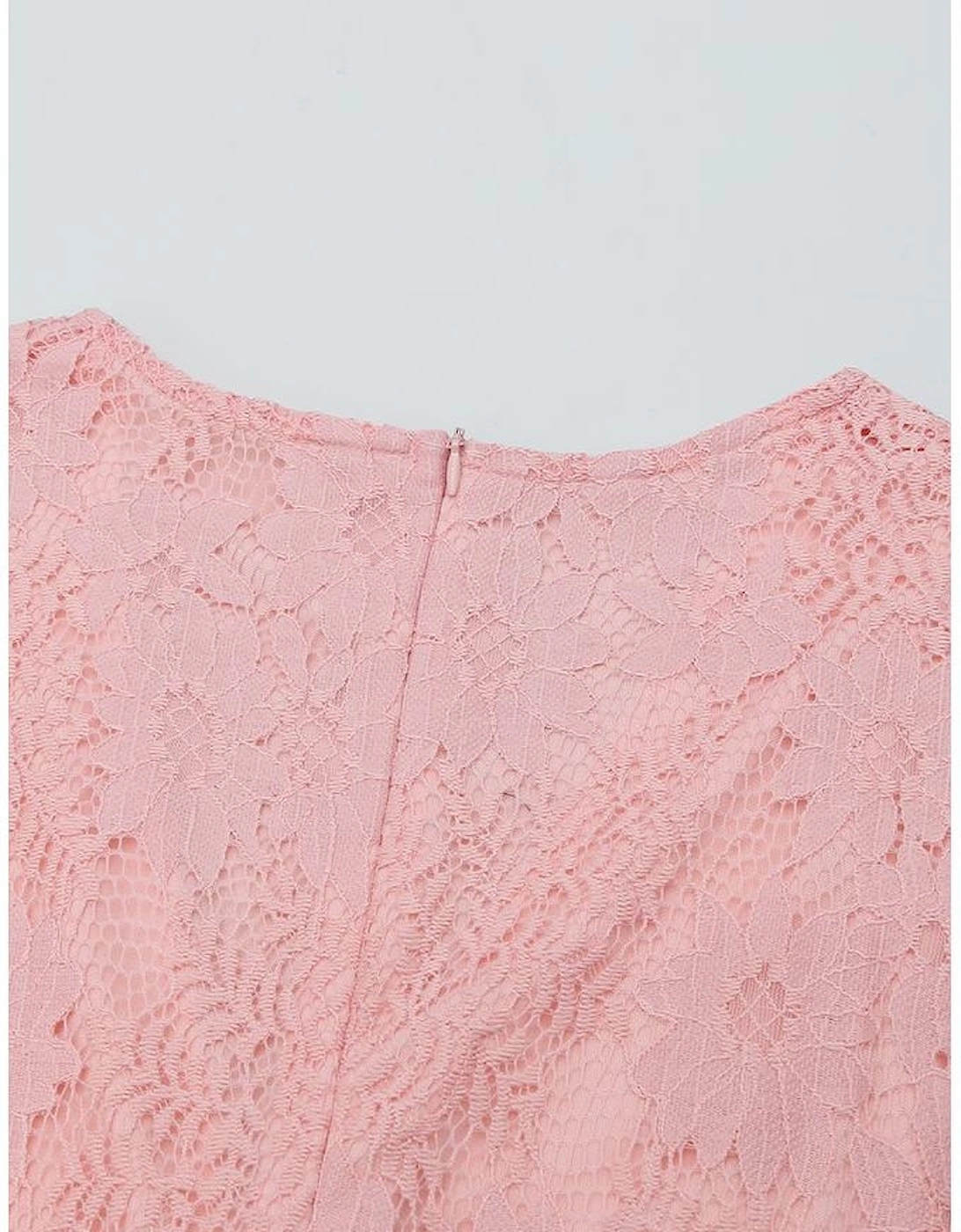 Azura Exchange Pink Flutter Sleeve Wrap V Neck Floral Lace Short Dress