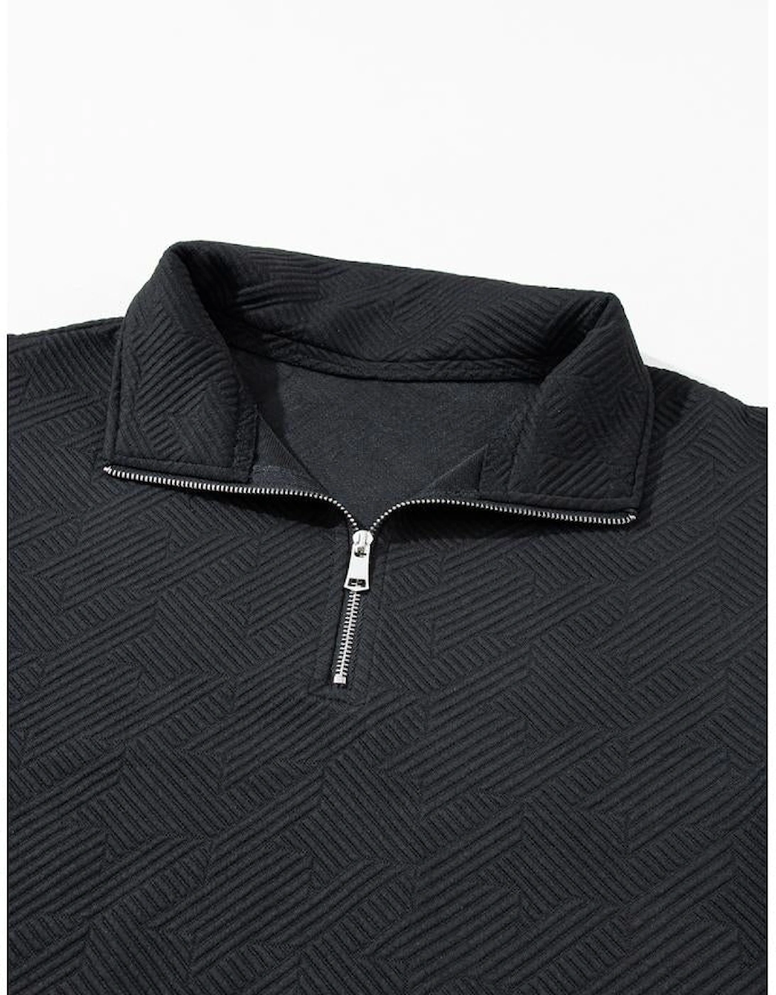 Black Textured Flutter Sleeve Top Wide Leg Pants Set