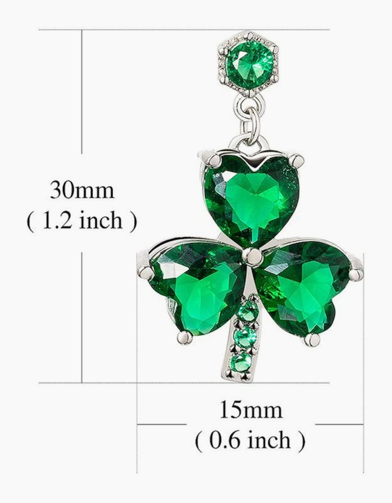 Mist Green Clover Diamond Studded Dangle Earrings