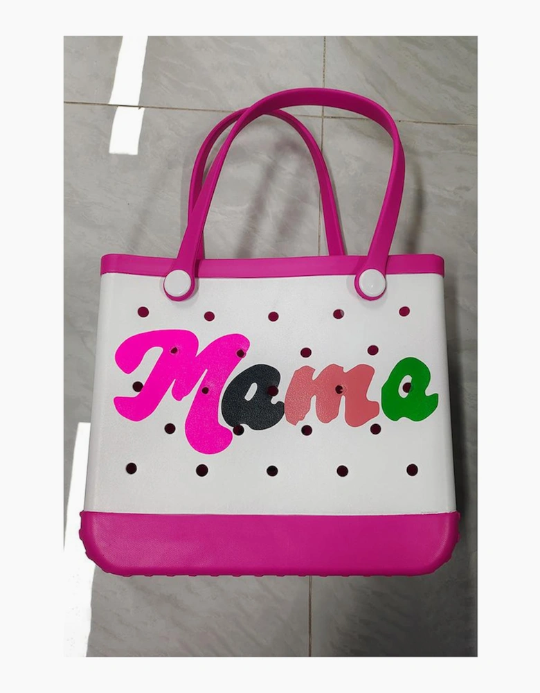 Azura Exchange Rose Red mama Print Detachable Straps Hollowed EVA Beach Bag