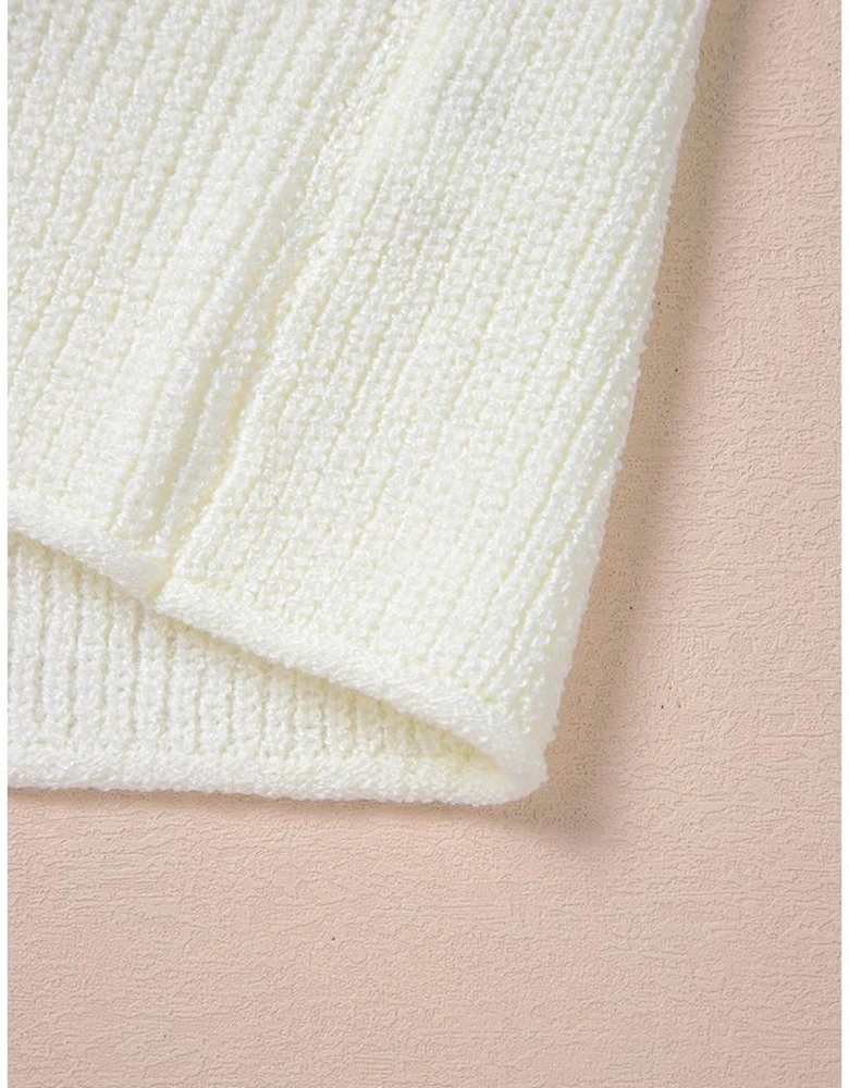 Beige Lace-up Front V Neck Sweater Vest