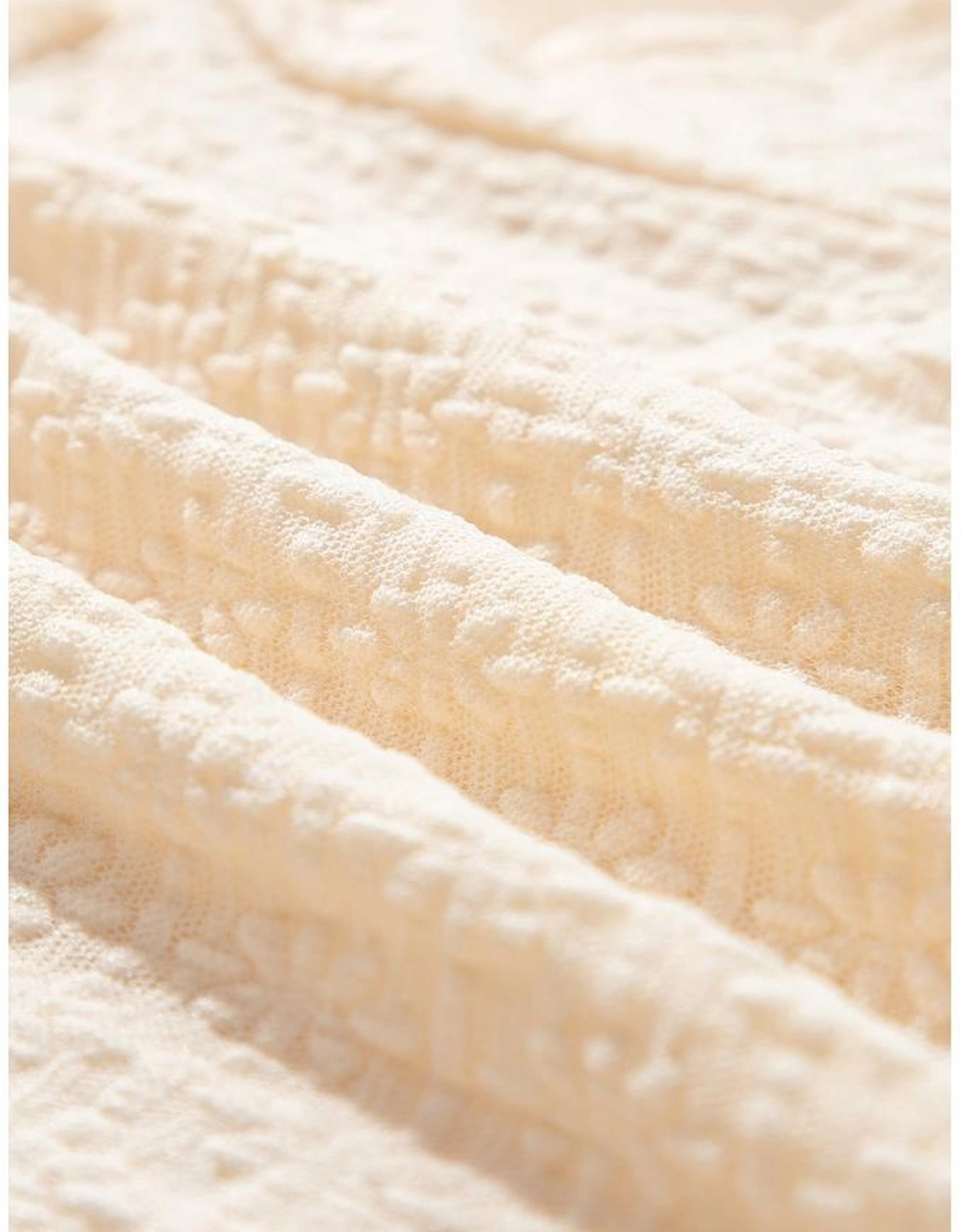 Beige Solid Color Textured Ruffled Short Sleeve Blouse