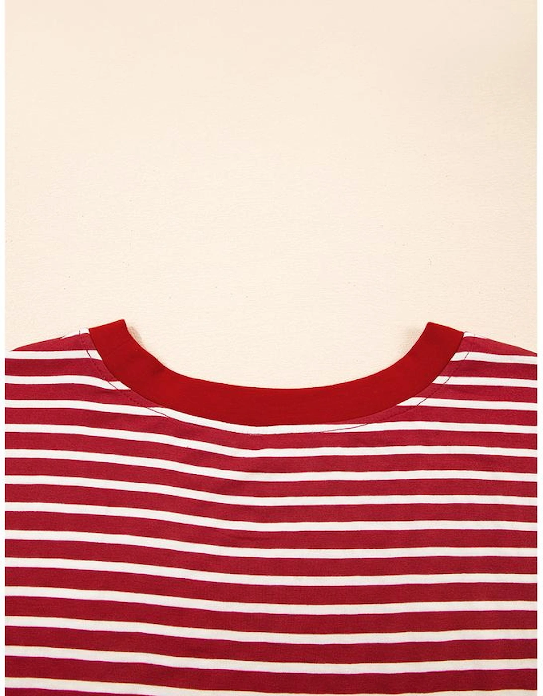 Red Stripe Chest Pocket Patch Round Neck Tank Top
