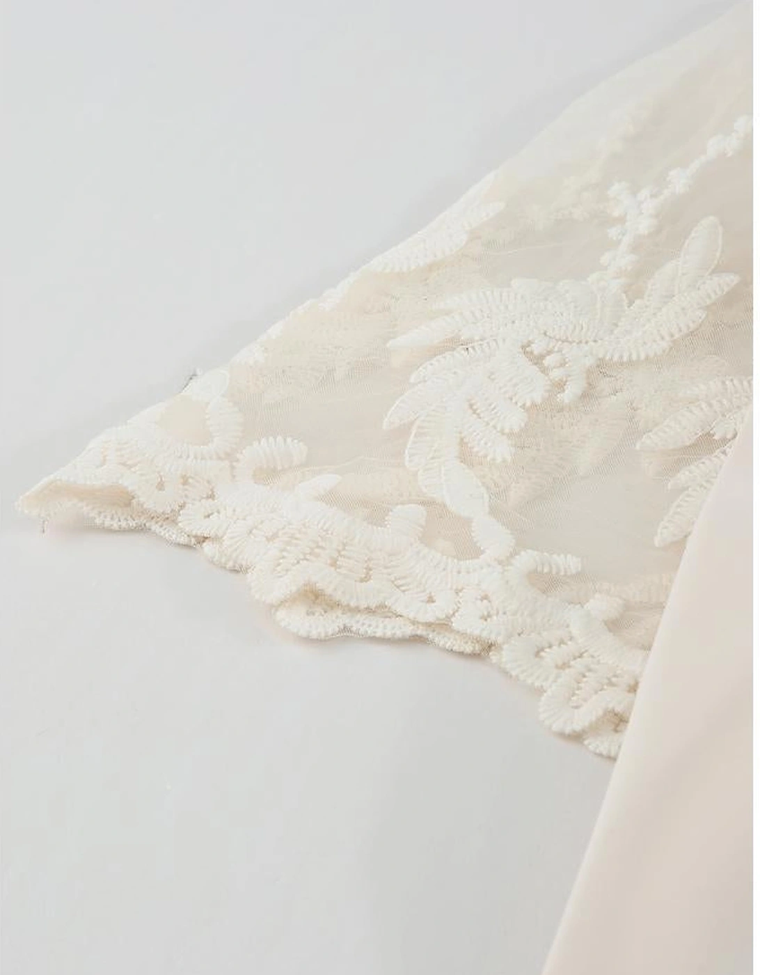 White Floral Lace Sleeve Patchwork Top