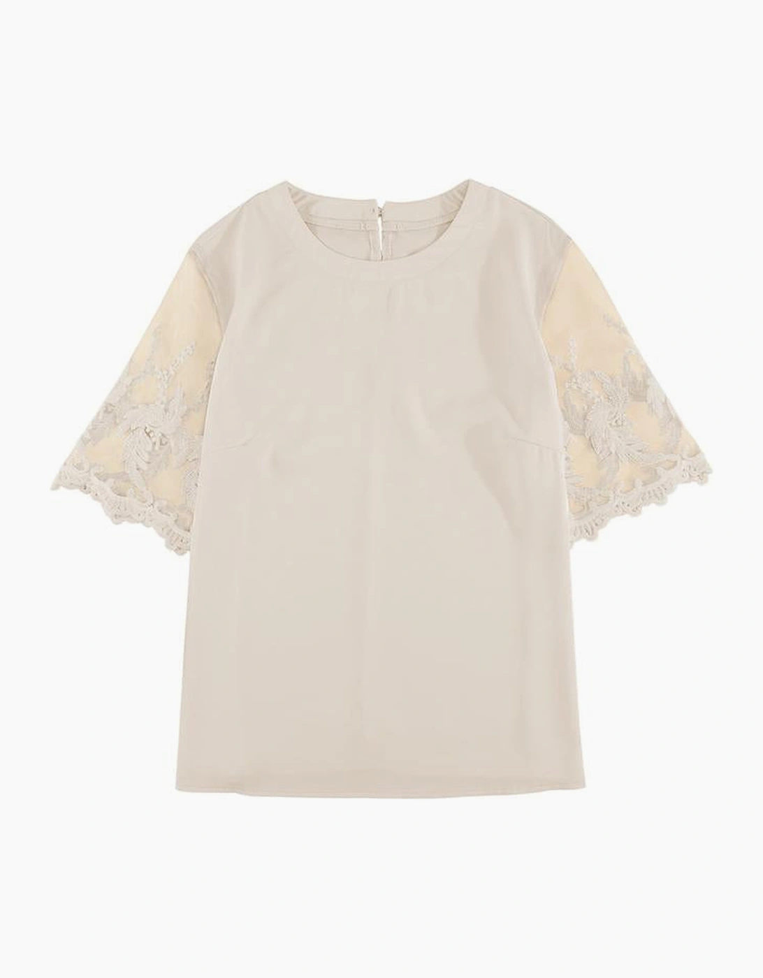 White Floral Lace Sleeve Patchwork Top