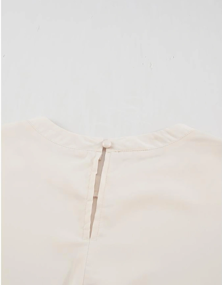 White Floral Lace Sleeve Patchwork Top