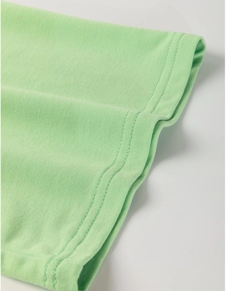 Meadow Mist Green Plus Size V Neck Drop Shoulder Tee Loose Shorts 2pcs Outfit