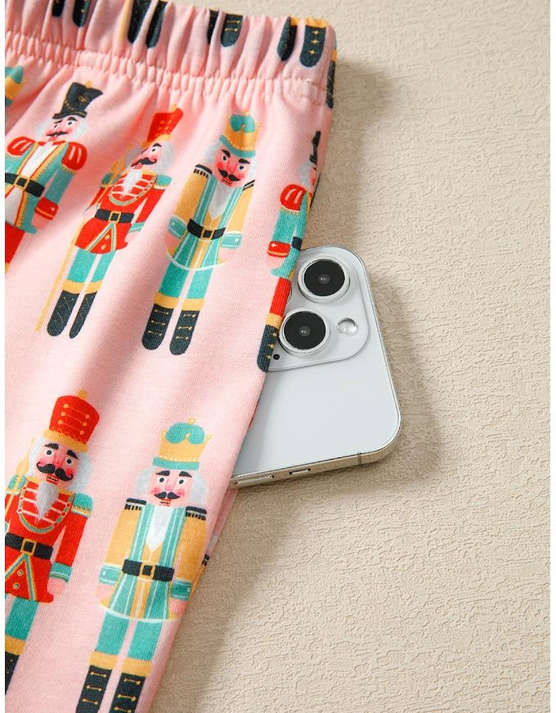 Pink Nutcracker March Long Sleeve Button Up 2pcs Pajama Short Set