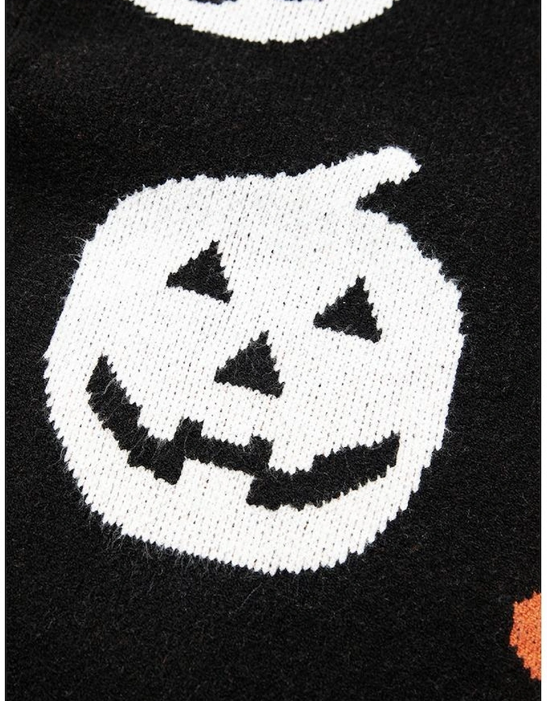 Black Halloween Mythical Night Pattern Drop Shoulder Sweater