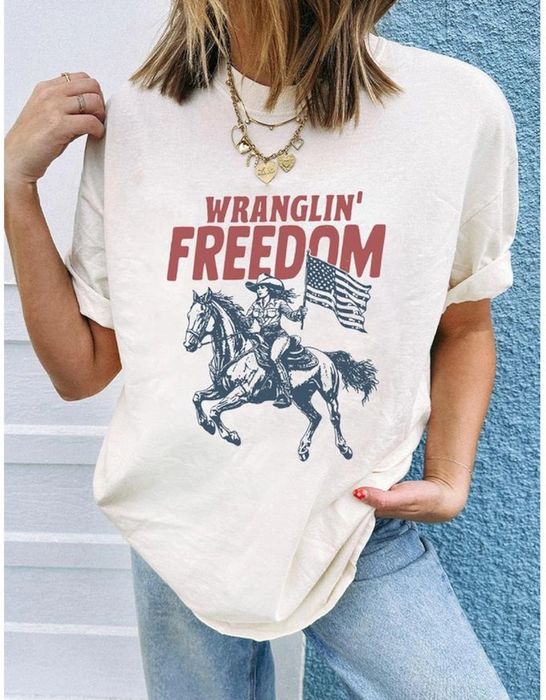 White WRANGLIN FREEDOM Rodeo Graphic Tee