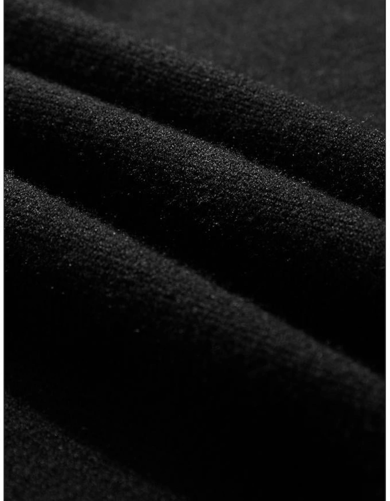 Black Striped Trim Mock Neck Dropped Long Sleeve Sweater Mini Dress