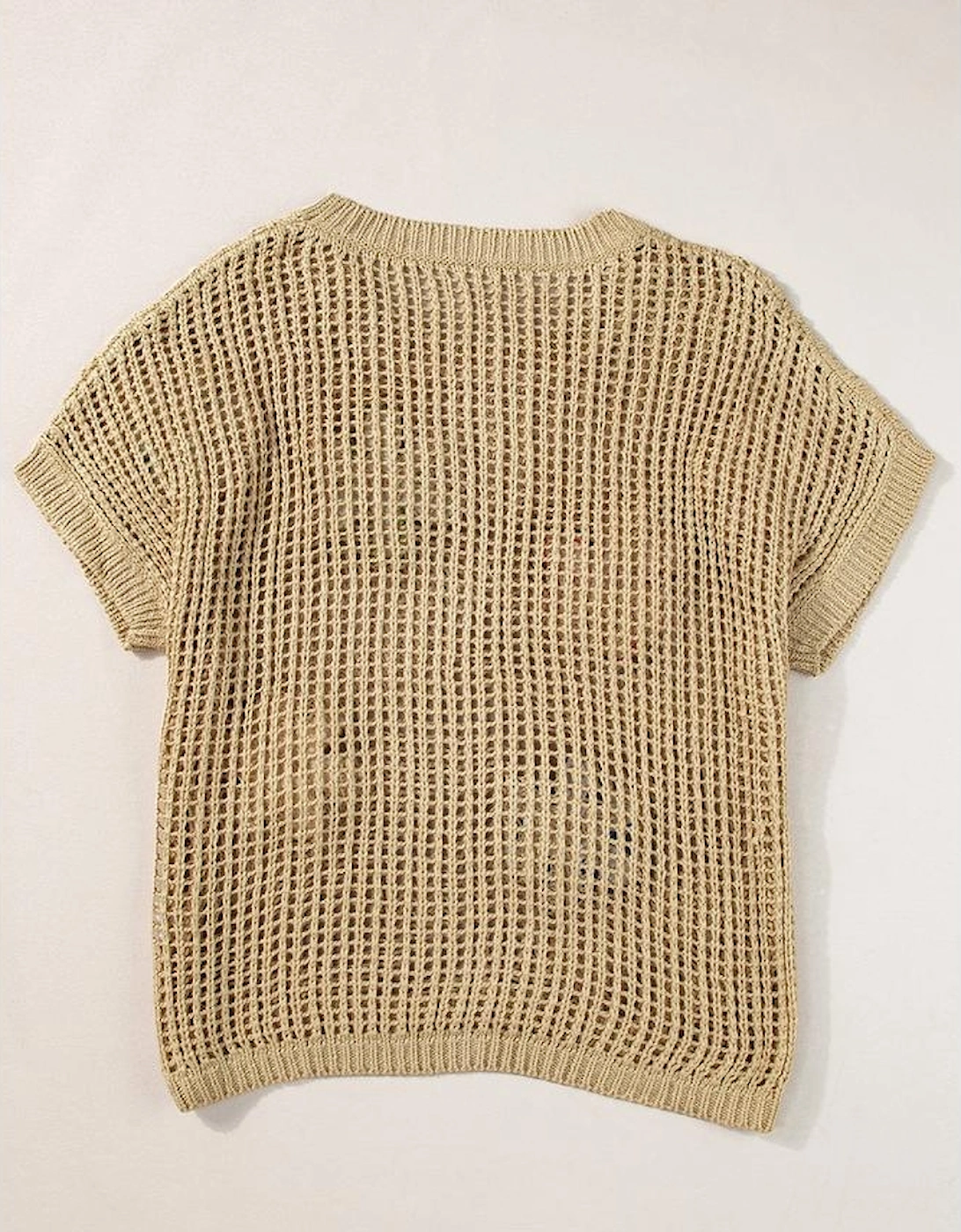 Light French Beige Crochet Flower Hollow-out Sweater T Shirt