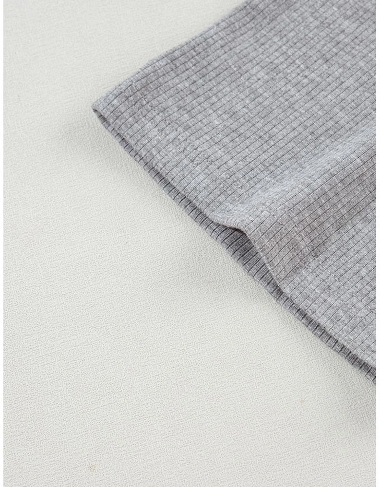 Light Grey Solid Color Loose Tunic Top and Slim Shorts Set