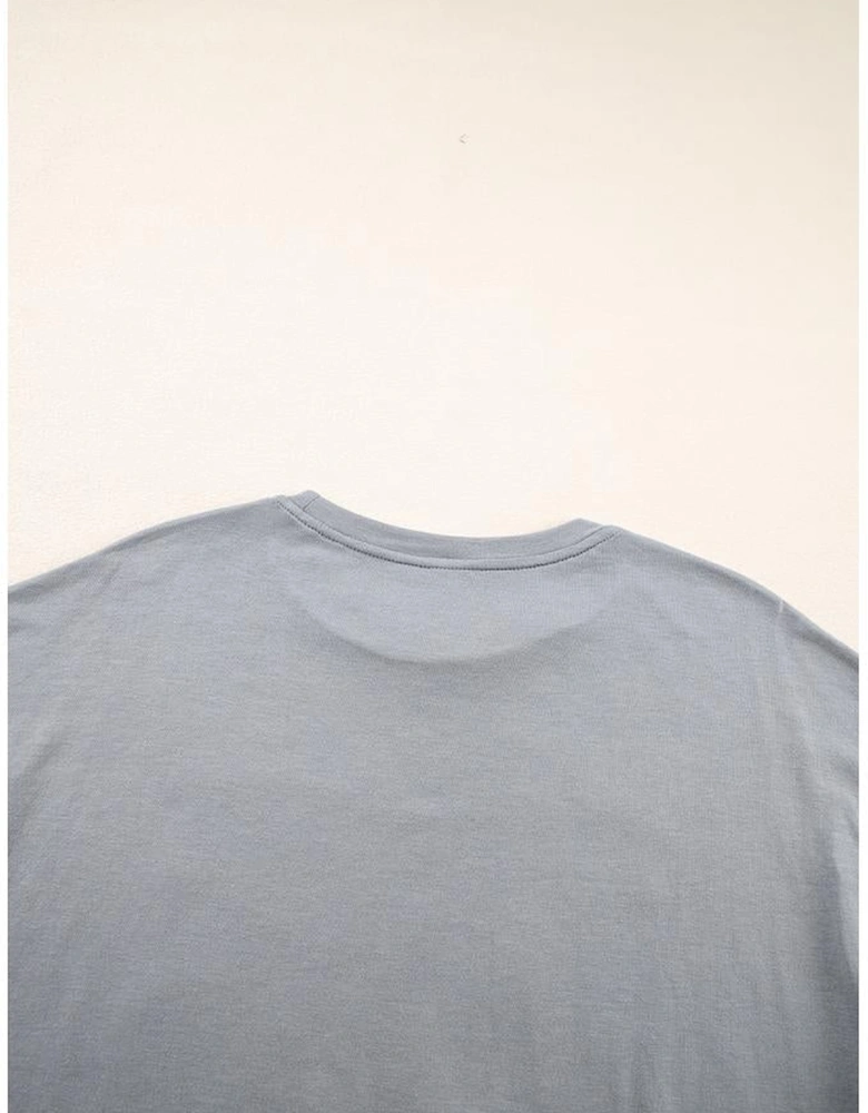 Medium Grey Stars Leopard Graphic Distressed Tee