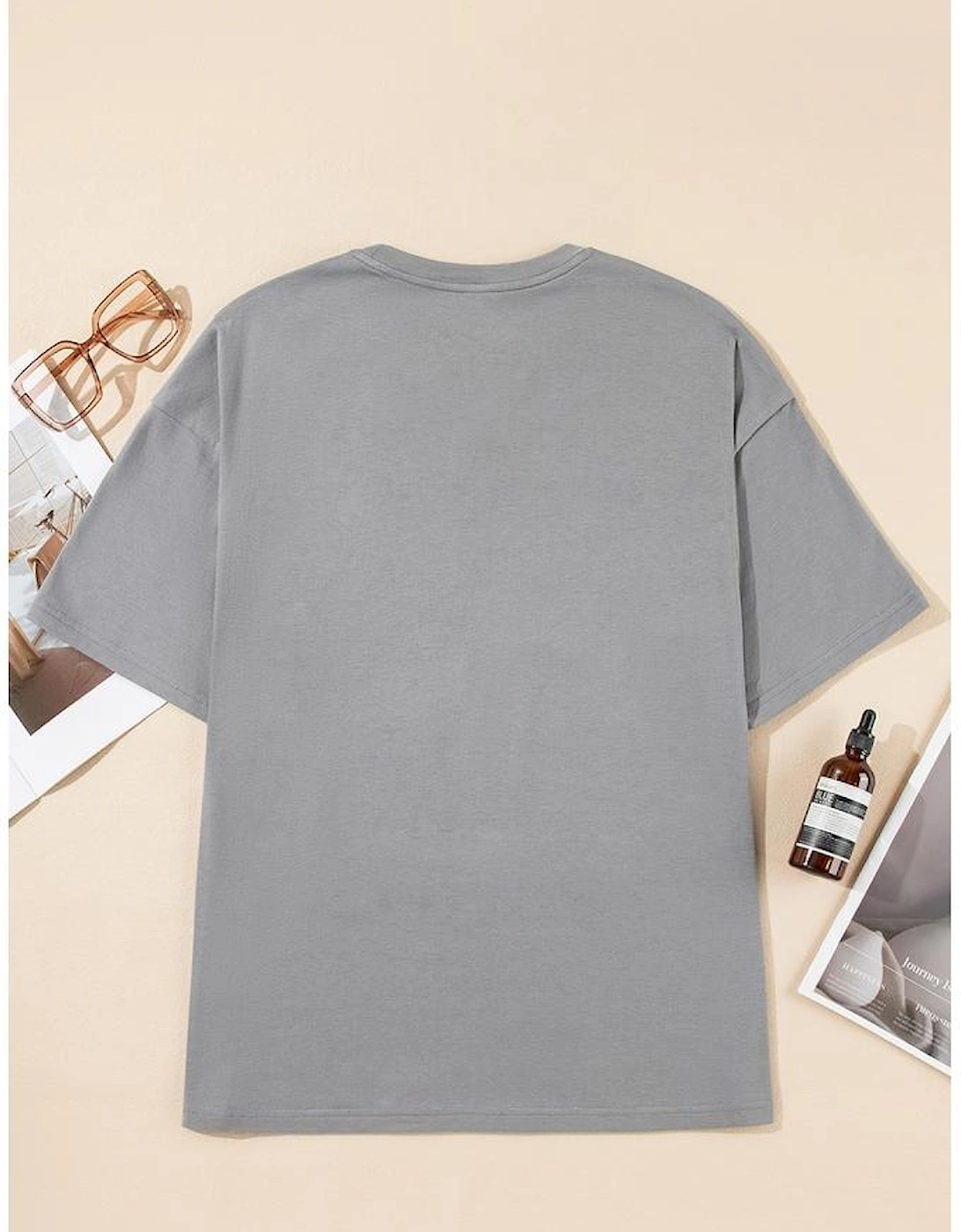 Medium Grey Stars Leopard Graphic Distressed Tee