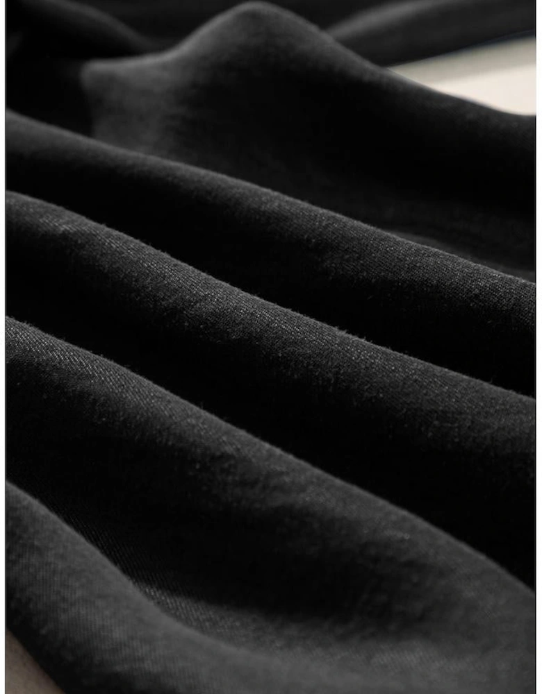 Black Drawstring High Waist Wide Leg Denim Pants