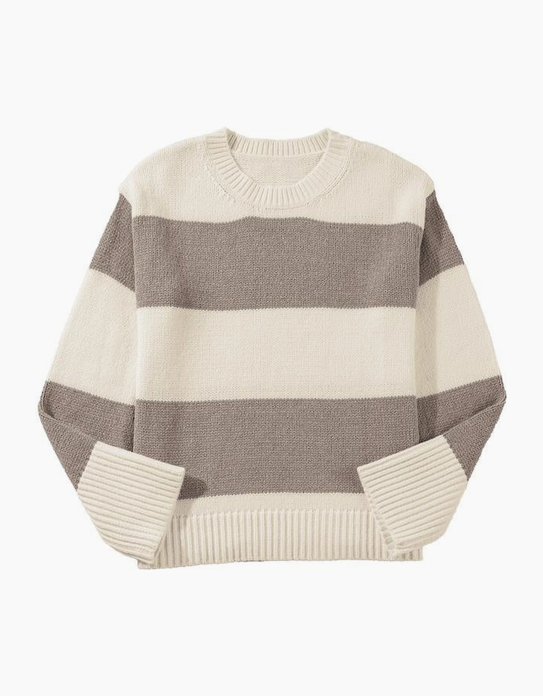 Simply Taupe Colorblock Loose Pullover Sweater