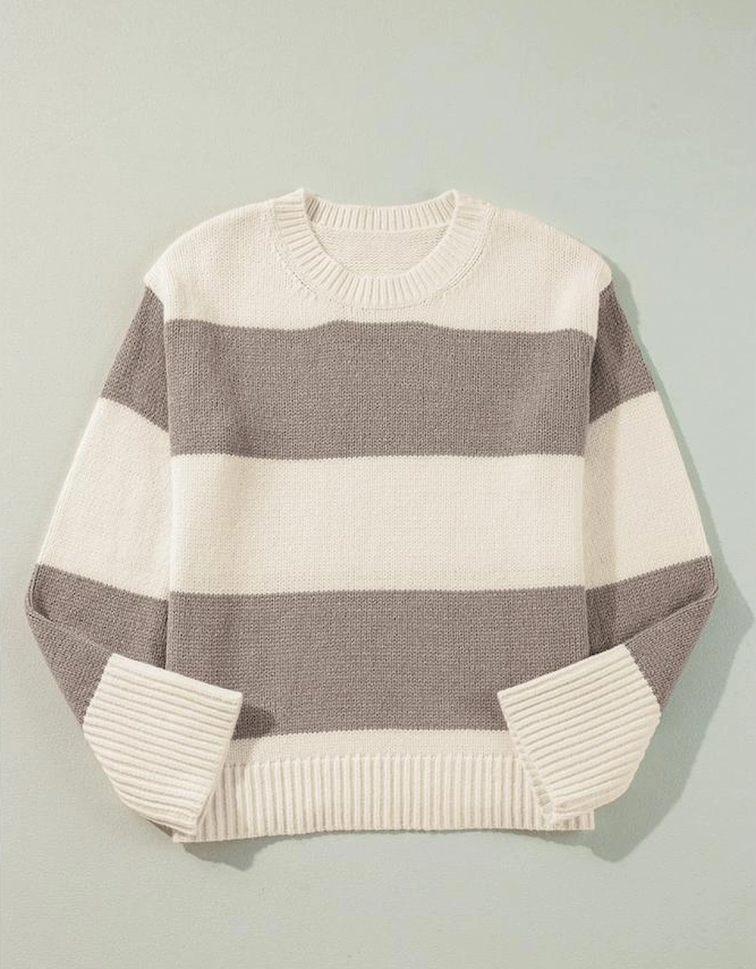 Simply Taupe Colorblock Loose Pullover Sweater