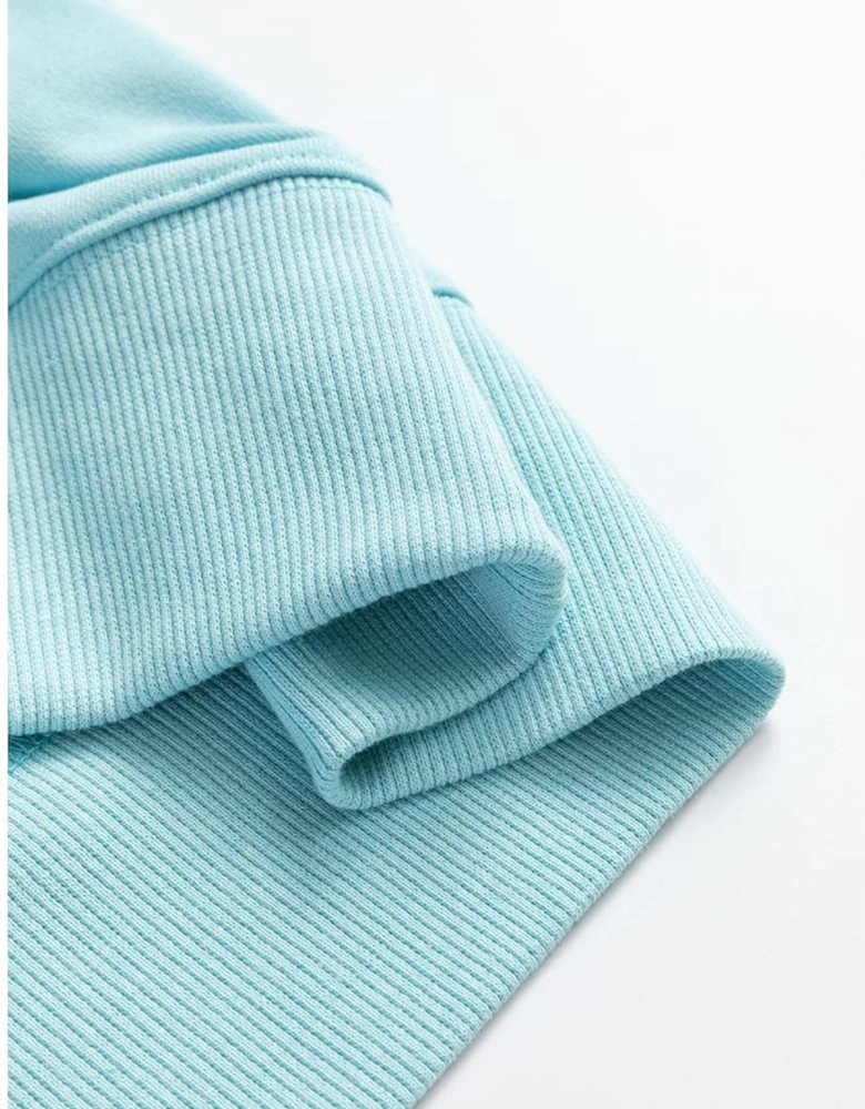 Beau Blue Sequined Bowknot Drop Shoulder Oversized Sweatshirt