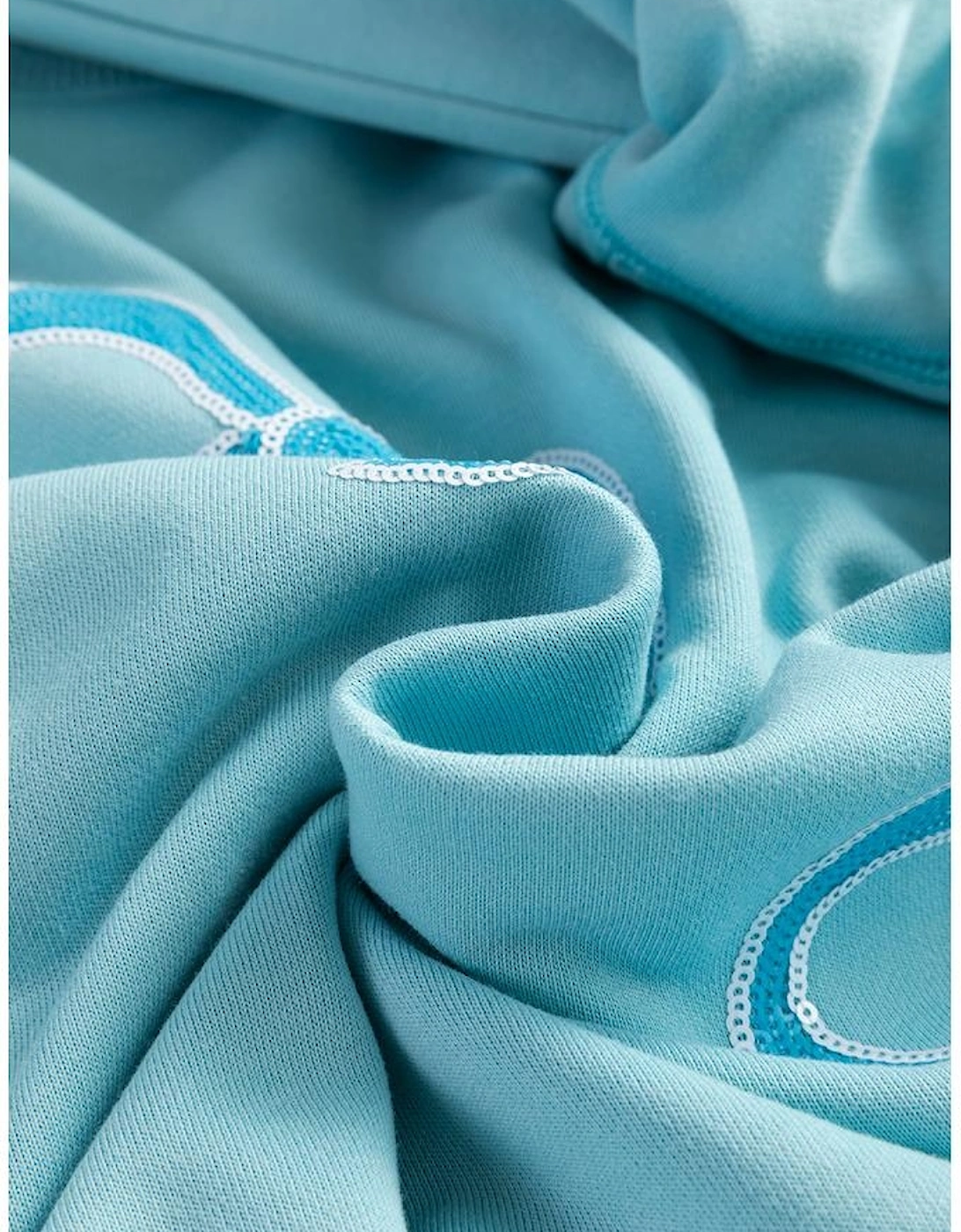 Beau Blue Sequined Bowknot Drop Shoulder Oversized Sweatshirt