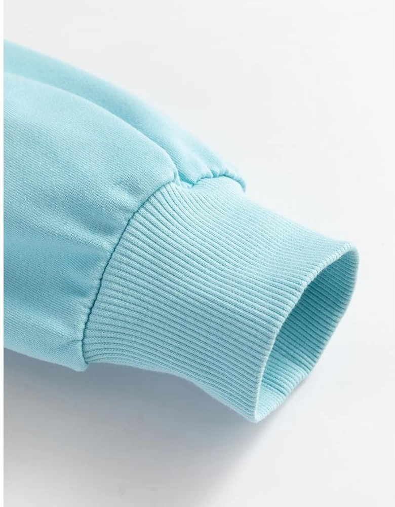 Beau Blue Sequined Bowknot Drop Shoulder Oversized Sweatshirt