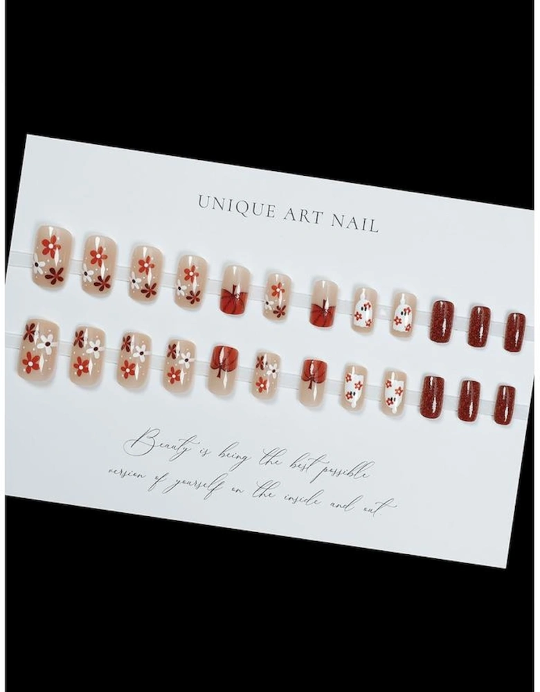 Azura Exchange Orange Halloween Ghost Flower Glitter Square False Nail