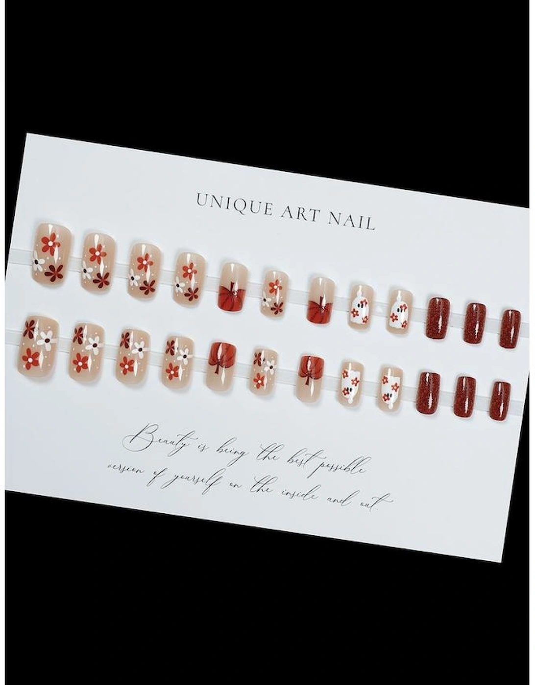 Azura Exchange Orange Halloween Ghost Flower Glitter Square False Nail