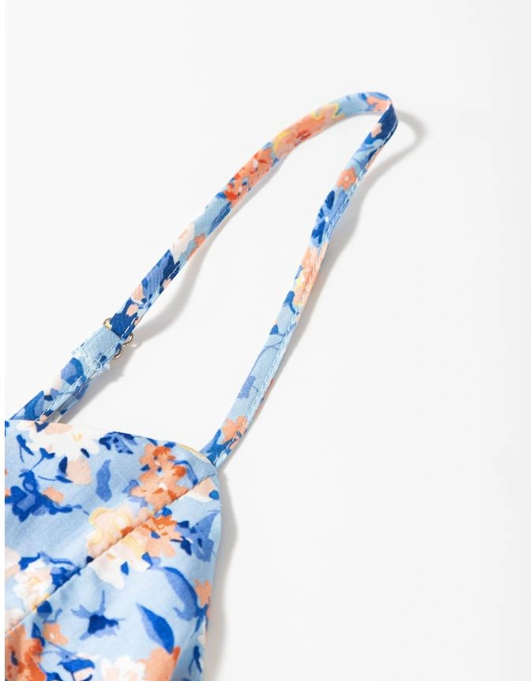 Sky Blue Floral Print Ruffled Ruched Maxi Dress