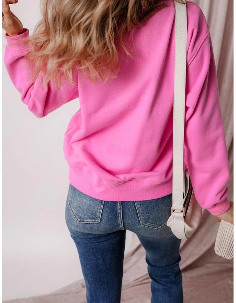 Bonbon Christmas Tree Patch Pattern Crew Neck Sweatshirt