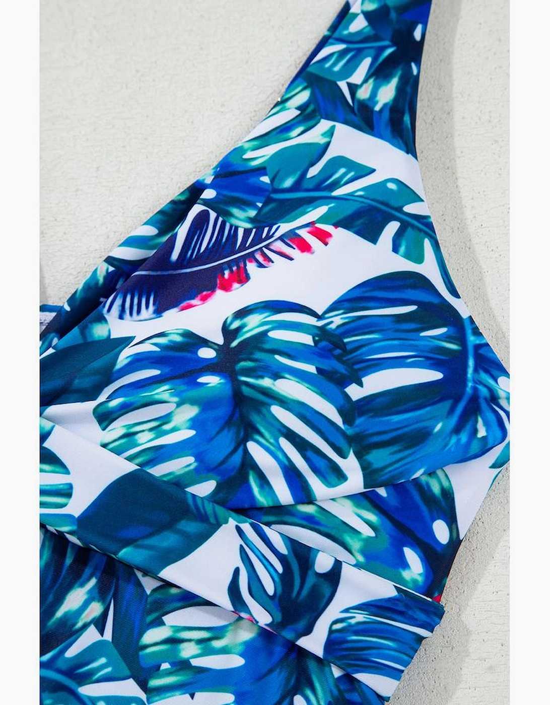 Green Floral Print Padded V Neck Tankini Top