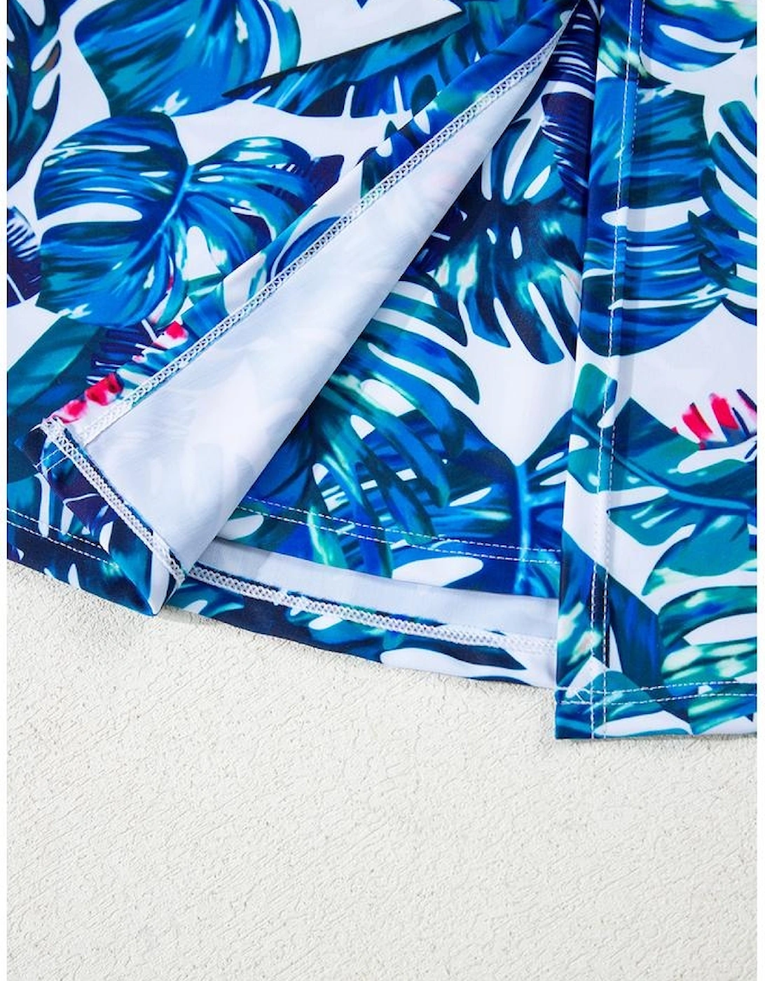 Green Floral Print Padded V Neck Tankini Top