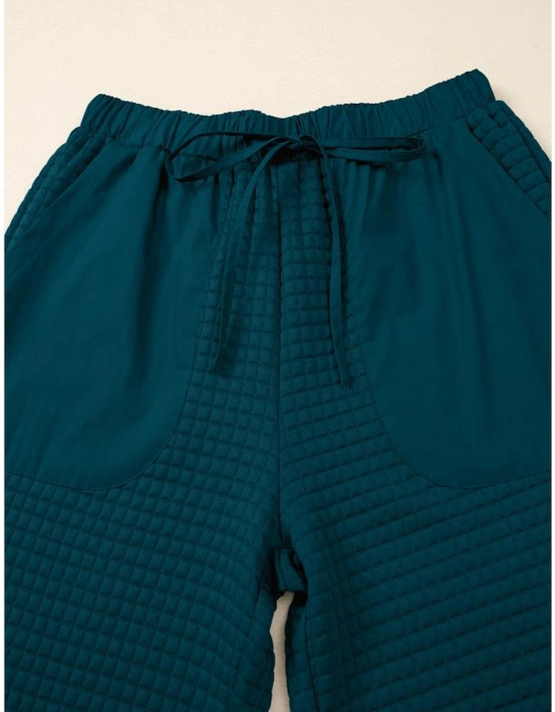 Skobeloff Waffled Textured Raw Edge Patchwork 2pcs Loose Pant Set