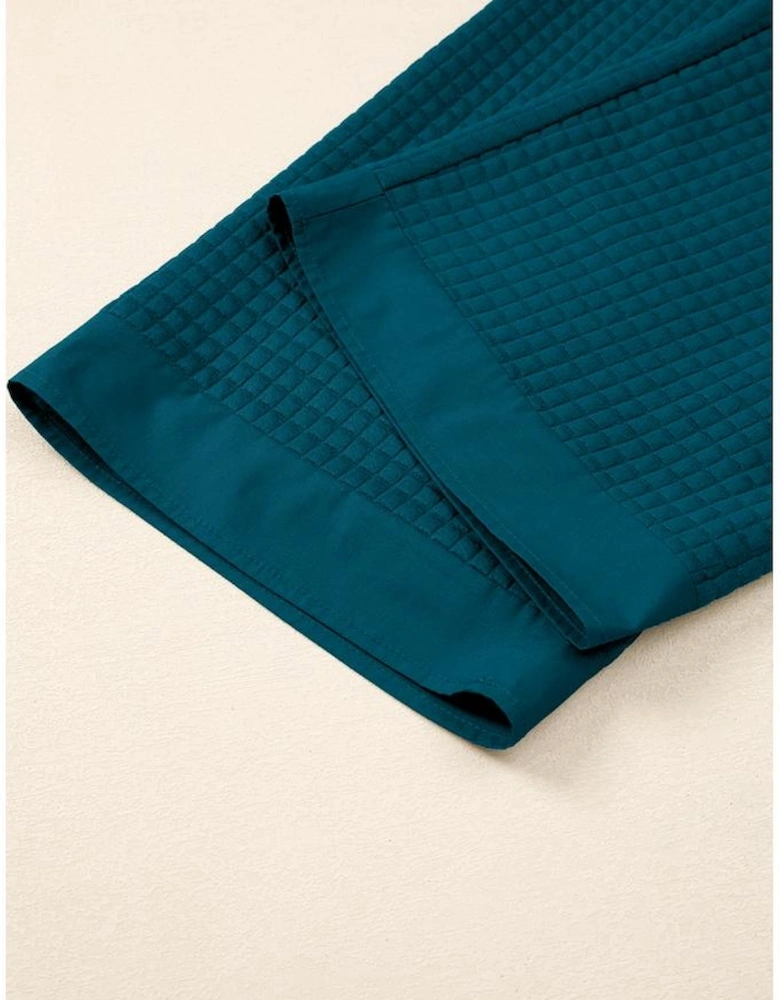 Skobeloff Waffled Textured Raw Edge Patchwork 2pcs Loose Pant Set