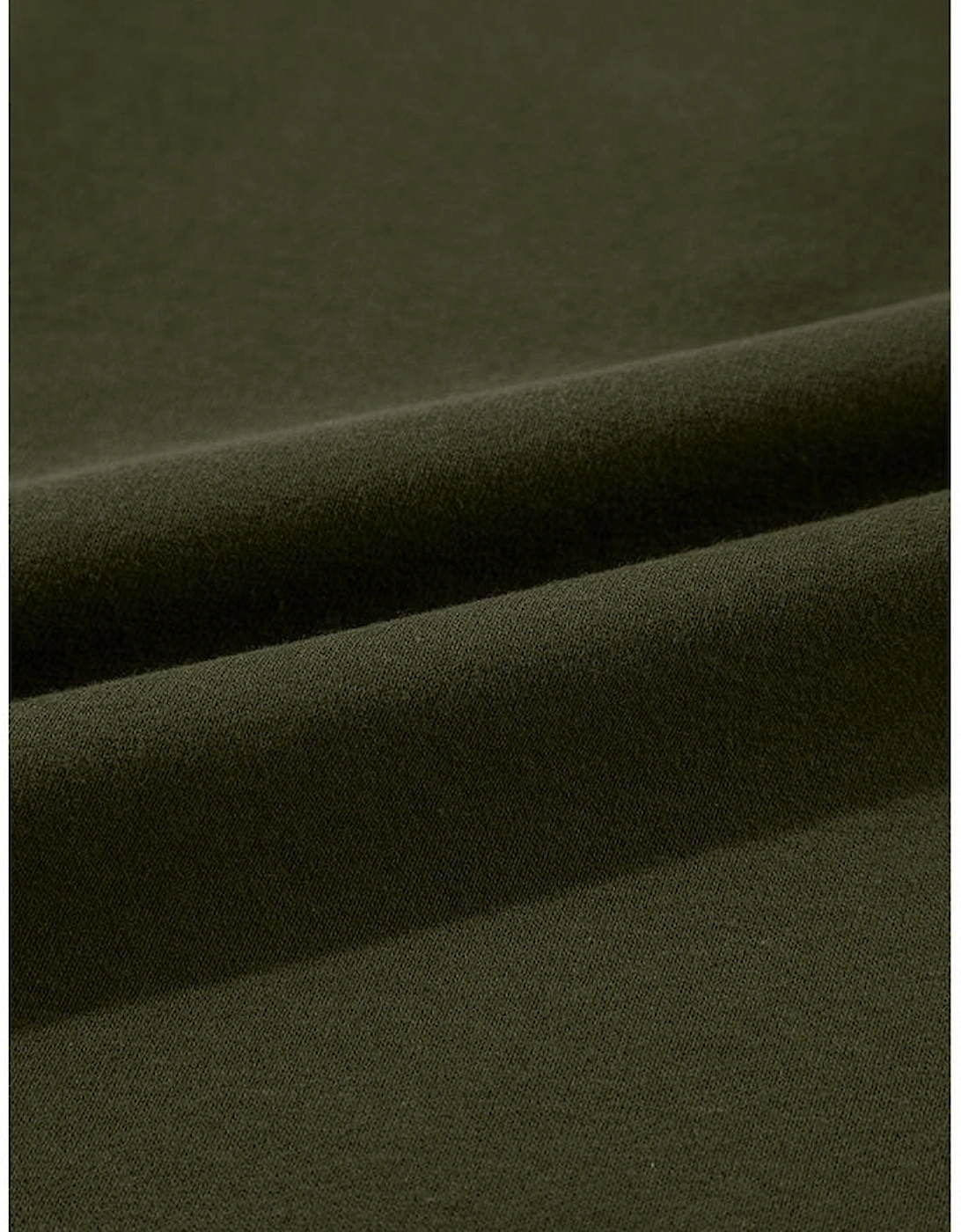 Jungle Green Zipped Neck Pullover Drop Shoulder Sweatshirt