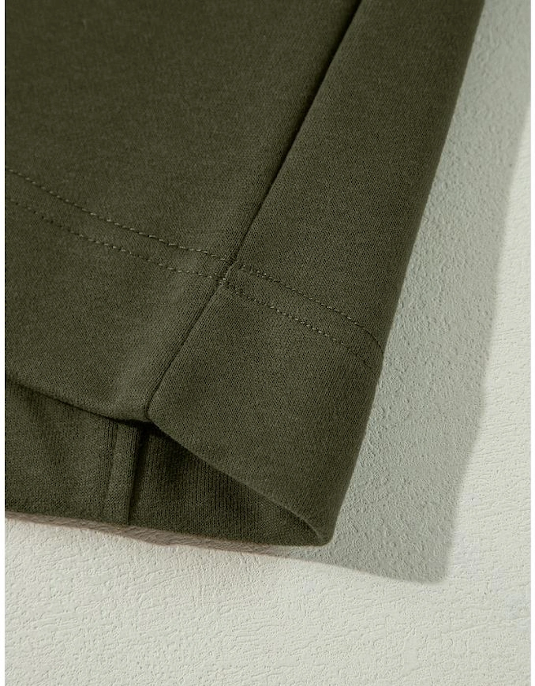 Jungle Green Zipped Neck Pullover Drop Shoulder Sweatshirt