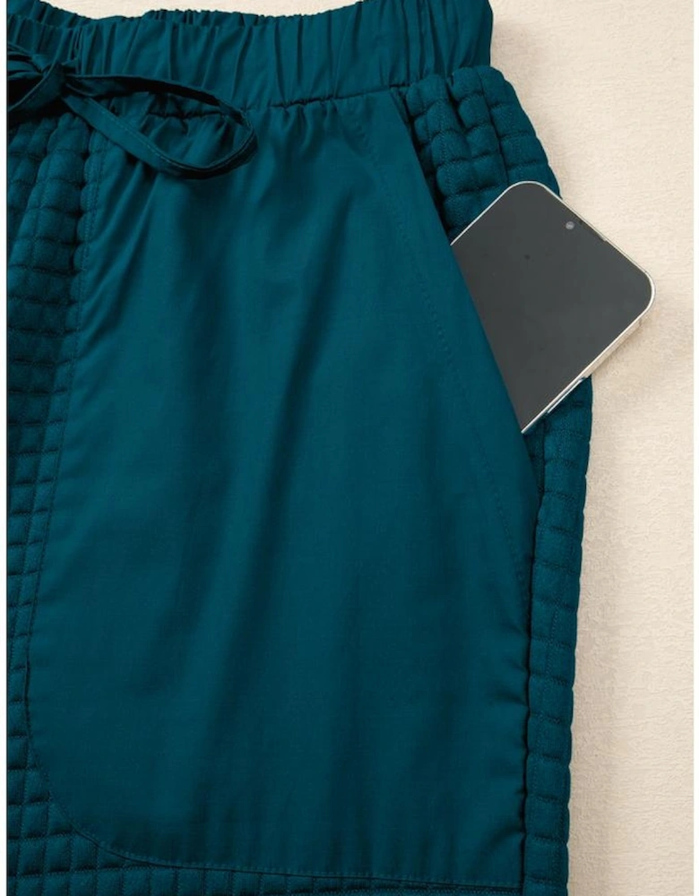 Skobeloff Waffled Textured Raw Edge Patchwork 2pcs Loose Pant Set