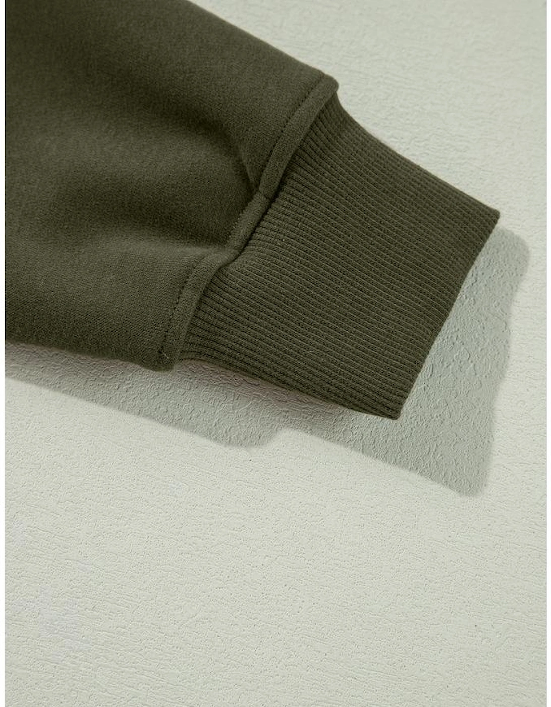 Jungle Green Zipped Neck Pullover Drop Shoulder Sweatshirt