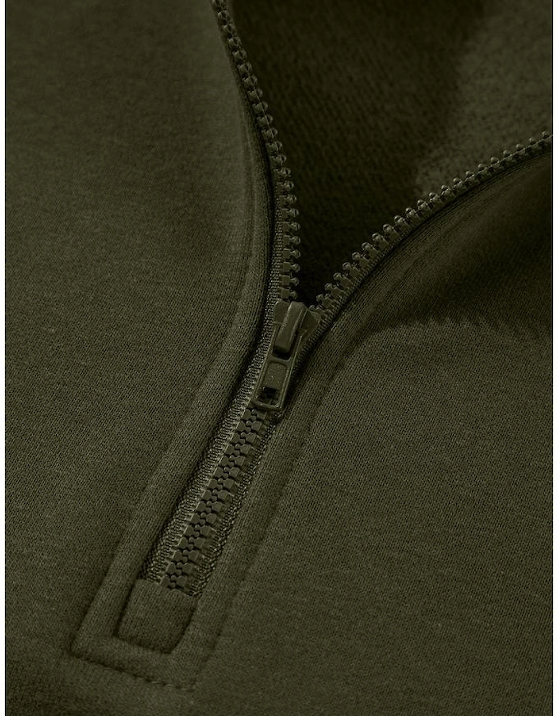 Jungle Green Zipped Neck Pullover Drop Shoulder Sweatshirt