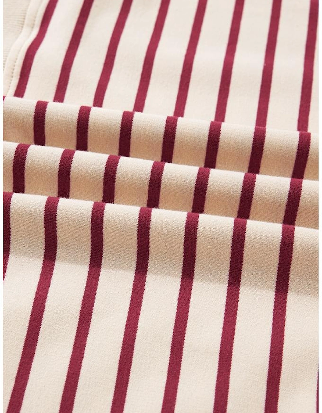 Red Stripe Cropped Collared Drop Shoulder Pullover and Bubble Mini Skirt Set