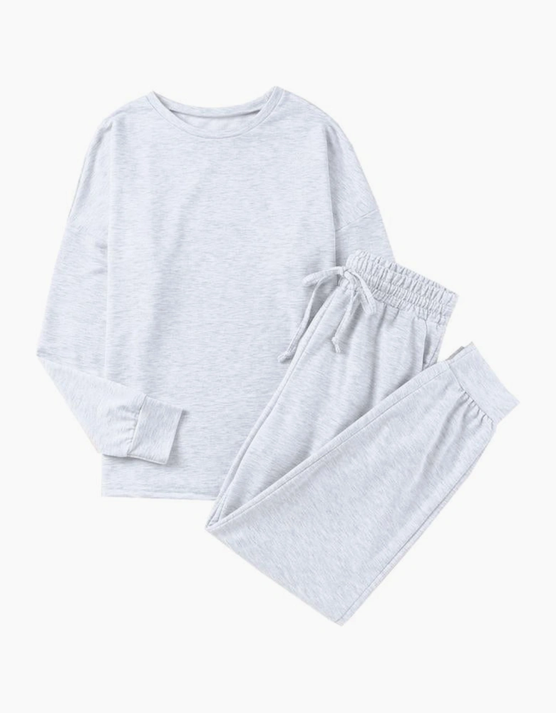 Gray Long Sleeve Pullover and Jogger Pants Lounge Set