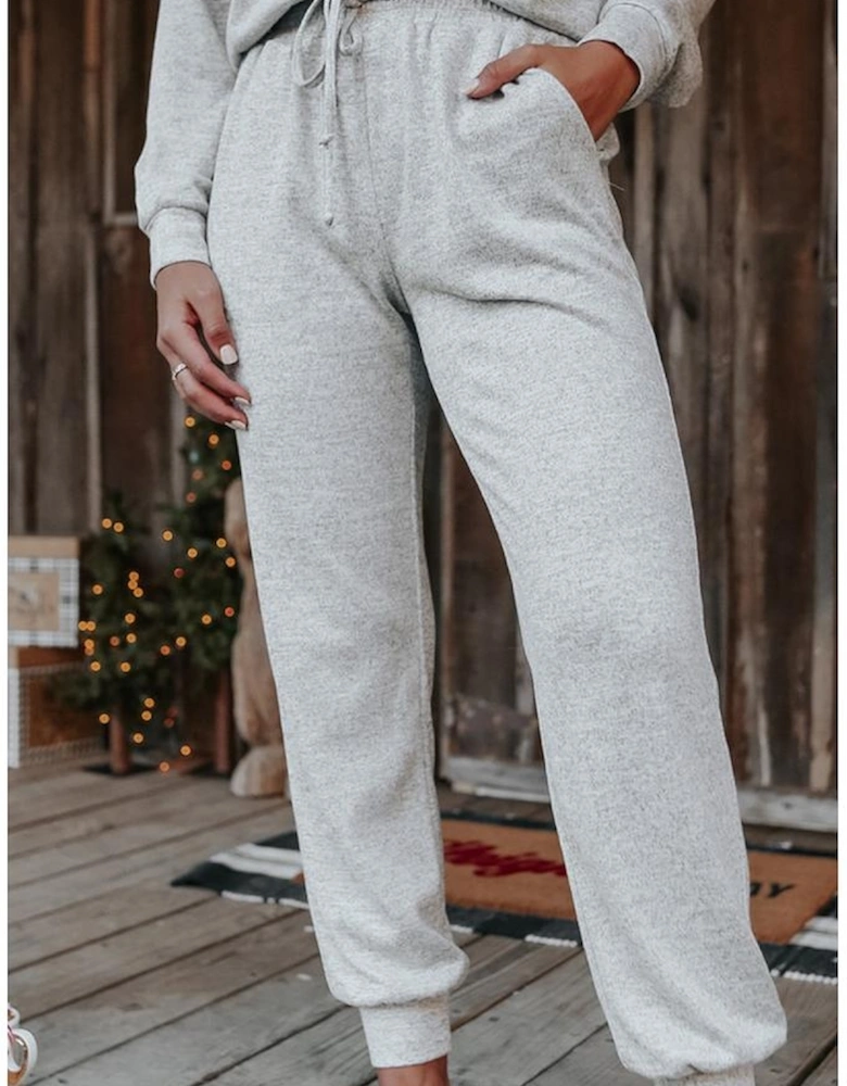 Gray Long Sleeve Pullover and Jogger Pants Lounge Set