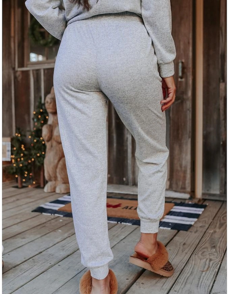 Gray Long Sleeve Pullover and Jogger Pants Lounge Set