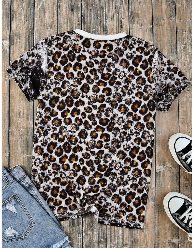 Azura Exchange Leopard Mix Animal Print Bleached T Shirt