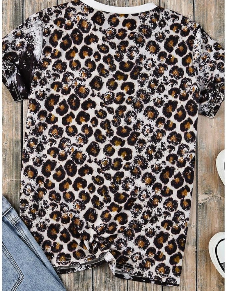 Azura Exchange Leopard Mix Animal Print Bleached T Shirt