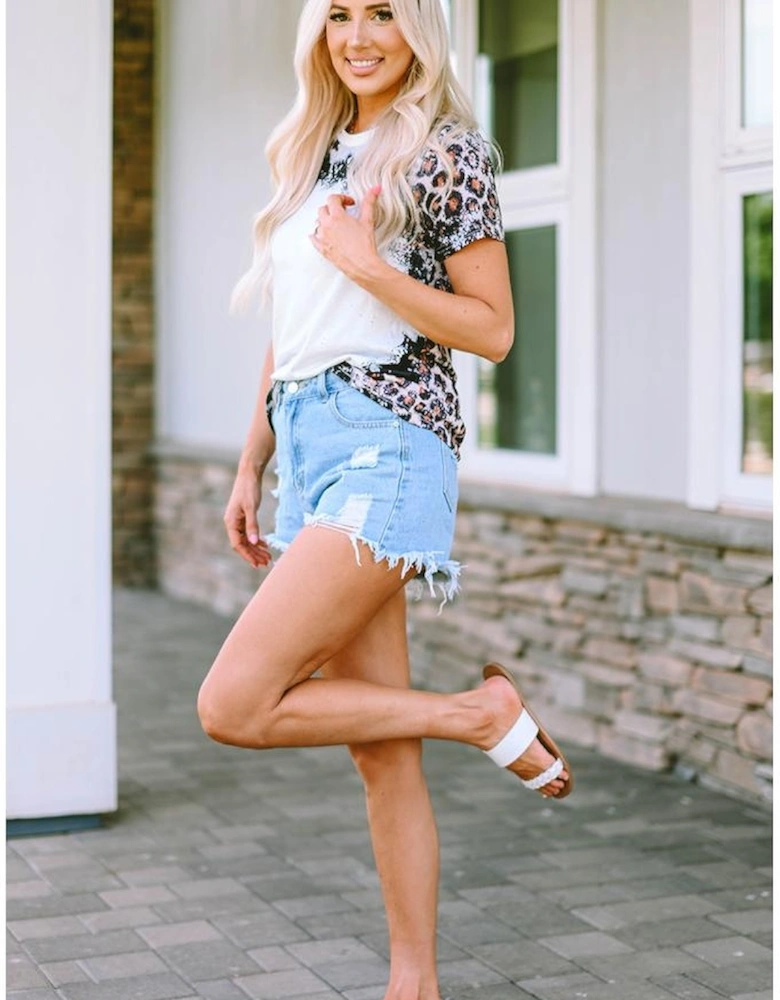 Azura Exchange Leopard Mix Animal Print Bleached T Shirt