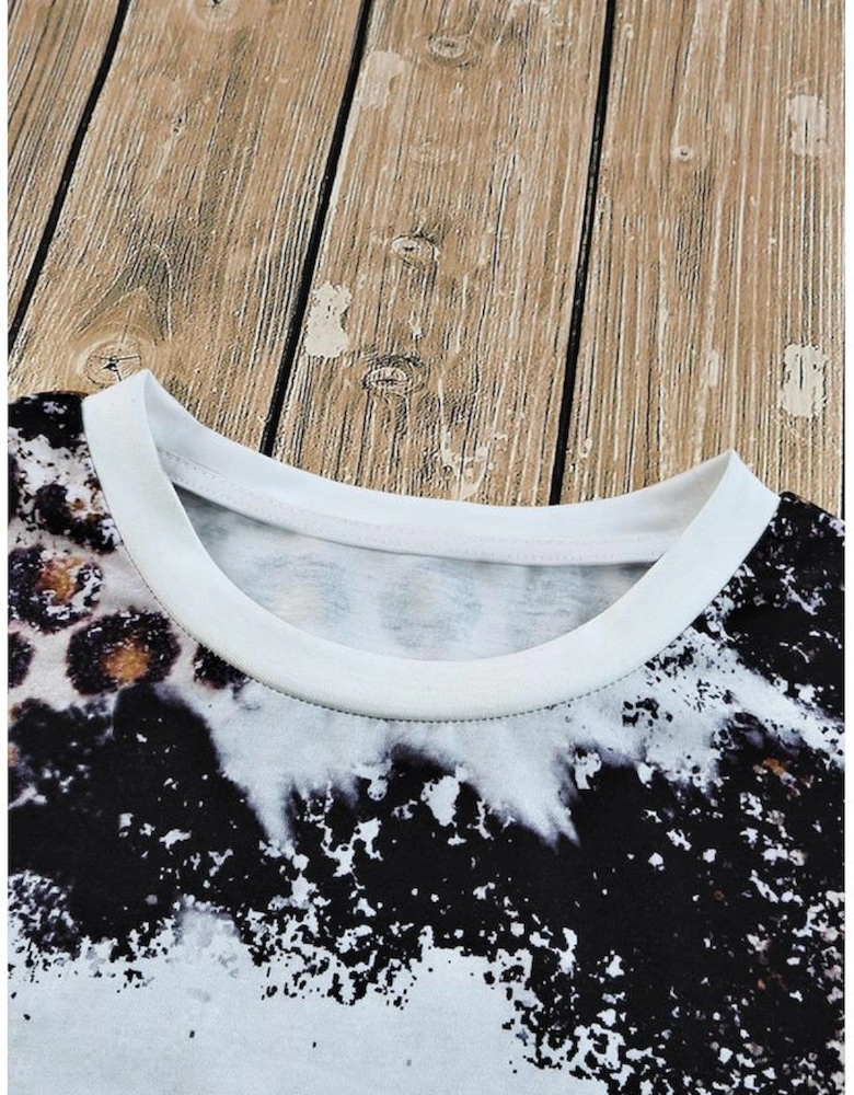 Azura Exchange Leopard Mix Animal Print Bleached T Shirt