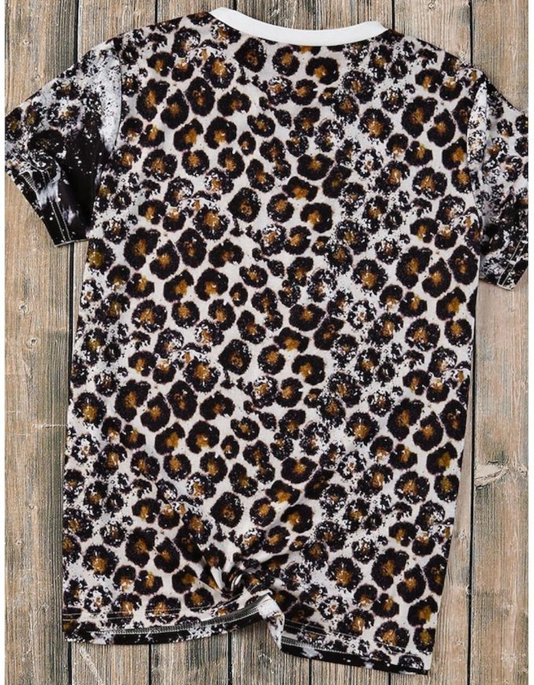 Azura Exchange Leopard Mix Animal Print Bleached T Shirt